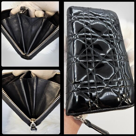 Dior  Cannage Pattern Patent Leather Continental Wallet - Picture 13 of 17